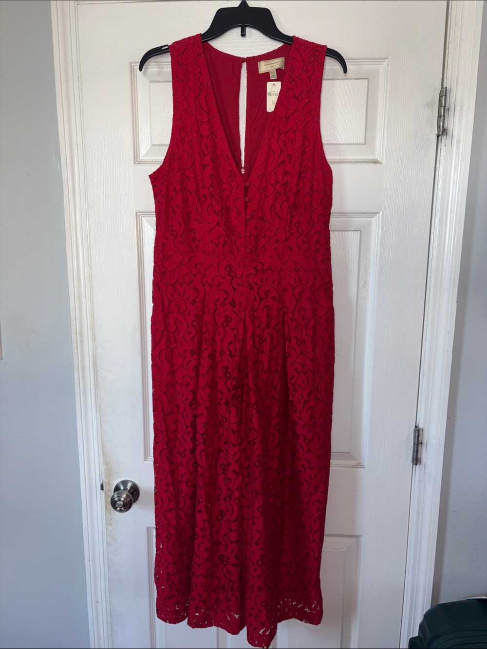 Moulinette Soeurs Red Lace Midi Dress